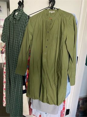 Alex Mill Olive Green Long-Sleeve Shirt Dress